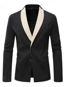 Manfinity AFTRDRK 男士大尺碼拼色披肩領西裝外套