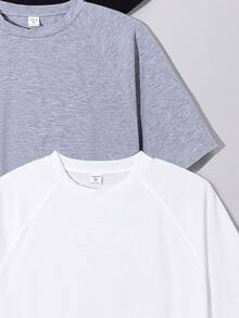 SHEIN 3 件/套 青少年男孩休閒純色短袖 T 卹 - 彩色 - 查看 4