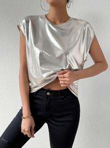 Chiquease Metallic Casual Shirt - Silver - View 4