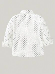 SHEIN Young Boy Soft Polka Dot Long Sleeve Shirt, Casual, Spring/Summer, Getaway, Holiday, Travel, Relax, Sunbathing