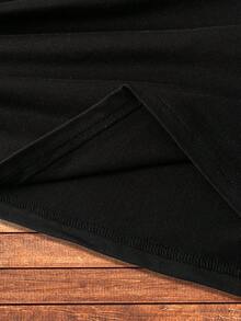 SHEIN LUNE 女士加大碼心形印花圓領短袖t恤 - 黑色 - 查看 4