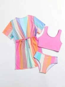 SHEIN Ensemble Bikini 3 Pièces Pour Jeune Fille Avec Séparation