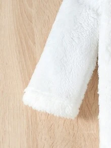 New Arrival Baby Girls' Stylish & Personalized Plush Coat, Turtleneck Top & Pants Set For Fall/Winter - Multicolor - View 3