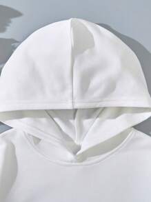 SHEIN Sudadera Con Capucha Para Niñas Adolescentes Con Estampado De Flores Y Libros - Blanco - Ver 5