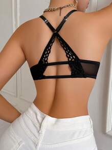 Áo ngực ren có gọng đóng phía trước - màu đen - Xem 2