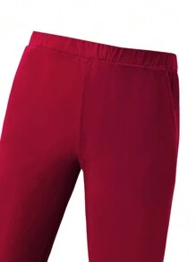 SHEIN 2 件套青少年男孩绅士套装：红色翻领夹克和裤子，时尚适合生日派对、正式活动、婚礼、典礼 - 酒紅色 - 查看 3