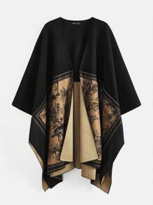 SHEIN Essnce 女士色塊印花接片蝙蝠袖夾克 - 彩色 - 查看 1