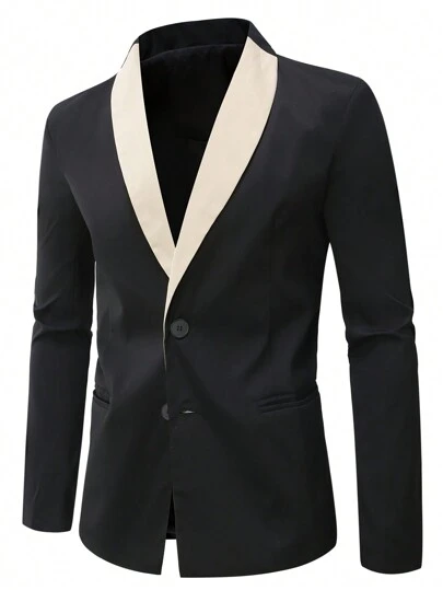 Manfinity AFTRDRK Herr Plus Storlek Färgblock Sjal Krage Kostym Jackor