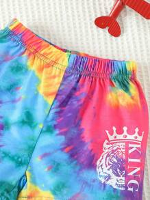 2 件/套男嬰紮染時尚彩色 T 恤和短褲套裝 - 彩色 - 查看 5