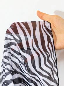 SHEIN Swim Women's Three-Piece Zebra Print Bikini Set Summer Beach - Multicolor - View 7