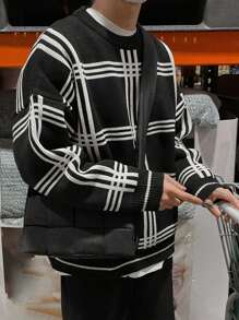 DAZY Men's Plaid Drop Shoulder Sweater,Fall Clothes - Multicolor - View 5