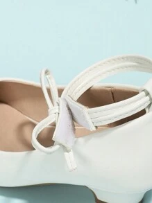 Giày nữ màu trắng thanh lịch mới có nút thắt nơ dành cho biểu diễn, dự tiệc, giày cao gót - trắng - Xem 5