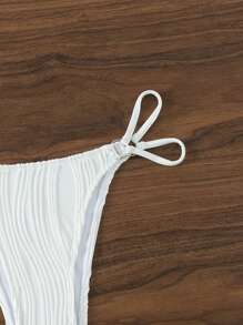 SHEIN Swim Summer Women'S Textured Bikini Bottom - White - View 7