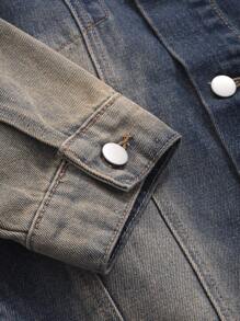 DAZY Jachetă din denim pentru bărbați, cu mânecă lungă și umeri căzuți, haine de toamnă