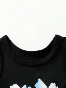 Dziecko Chłopcy 3D Uśmiechnięta twarz & Bańka Nadrukowany Rzemiosło Kamizelka I Szorty Streetwear Moda