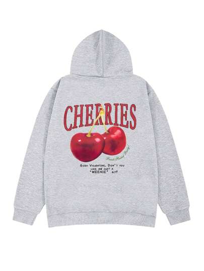 Sudadera Con Capucha De Mujer Con Estampado De Eslogan De Cereza