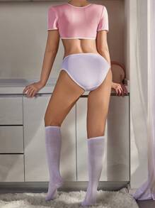 Conjunto De 4 Piezas De Ropa Interior Sexy Para Mujer Con Impresión De Fútbol (festival De Música) - Multicolor - Ver 2