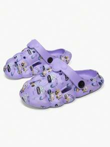 Dễ thương Và Niềm vui Hoạt hình Em bé Dép xăng đan Với lỗ - Màu tím - Xem 1