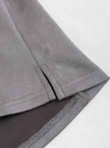 SHEIN Unity Faux Suede Bowknot Decorated Top - Grey - View 3