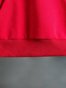 Tween Boys' Loose Fit Hoodie With Slogan Print And Sports Pants, Comfortable And Soft Spring/Autumn Outfits - Red - View 3