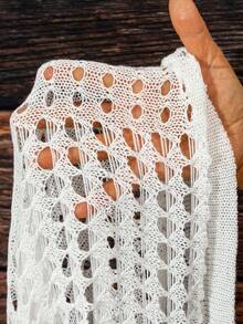 打結側空心針織裙裝音樂節遮陽裙 - 白色 - 查看 8