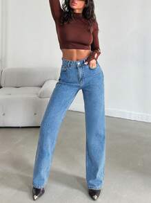 EURMUSE Women'S Straight-Leg Jeans - Medium Wash - View 1