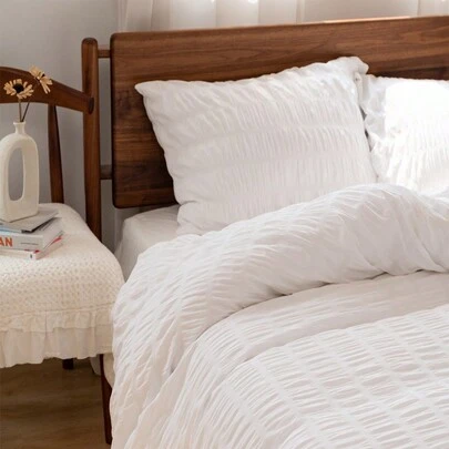 3pcs 3D Seersucker Duvet Cover Set Without Filler,(1 Duvet Cover &2 Pillowcases), Modern Polyester Bedding Set For All Season