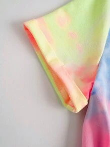 SHEIN Leap Crew Young Girl's Valentine's Day Casual Minimalist Letter Printed Short Sleeve Crewneck T-Shirt, Summer