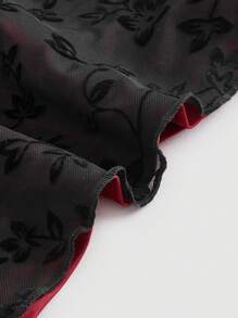 SHEIN MOD Ladies' Sexy Lace Stand Collar Top - Burgundy - View 4