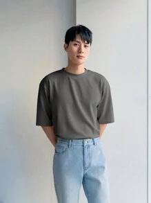 GENTILAND Men's Solid Color Round Neck Short Sleeve T-Shirt For Casual Wear