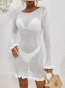 Breezaya Vestido De Lã Com Manga Longa Para Mulheres - Branco - Ver 4