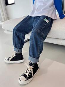 2024 New Spring/Autumn Style For Tween Boy, Denim Pants With Diagonal Pockets, Worker Style