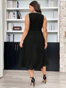 SHEIN Privé Women's Elegant Sleeveless Plus Size Dress For Spring/Summer - Black - View 2