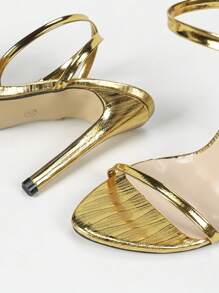 Jin Bei Qi Women's Strap Round Toe Stiletto High Heel Sandals, Sexy, Fashionable, Elegant For Party And Event, Comfortable Gold High Heels Shoes