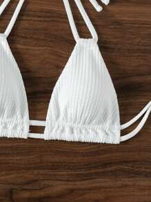 SHEIN Swim Basics 女式露背比基尼上衣 - 白色 - 查看 6