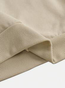 SHEIN EZwear 大碼和花印花毛絨衛衣 - 卡其色 - 查看 5