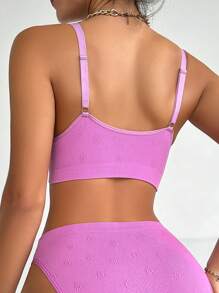 女士提花胸罩 - 紫色 - 查看 2