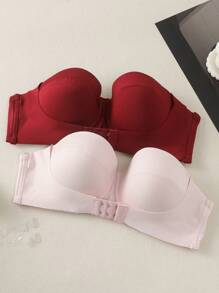 2pcs/Set Women's Strapless Bra With Underwire - Multicolor - View 1