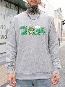 Men's 2024 Happy New Year Printed Short Sleeve T-Shirt - Grey - View 1