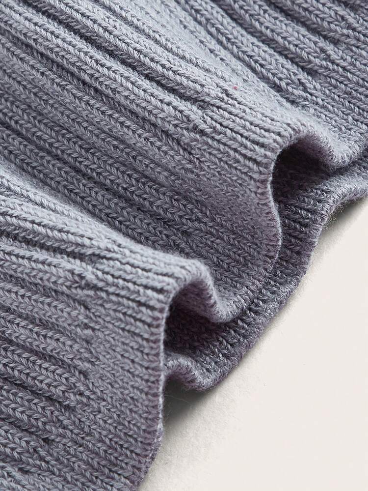 Women's Plus Size Solid Color Ribbed Knitted Slim Fit Sweater