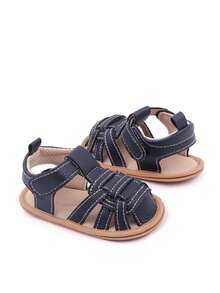 Infant & Toddler Solid Color Flat Sandals - Navy Blue - View 4