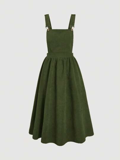 SHEIN MOD Enfärgad Kvinnors Hängslen Overall-klänning