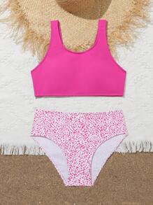 SHEIN Teen Girl Ribbed Bikini Set Summer Beach - Multicolor - View 5