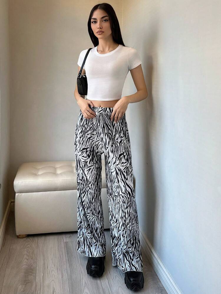 Women'S All Over Printed Straight Leg Pants