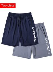 Gym Rark Men's Drawstring Waist Letter Print Sport Shorts Sweat Pants - Royal Blue - View 1