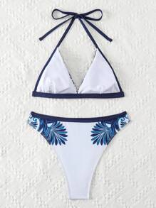 SHEIN Swim Summer Women'S Printed Halter Neck Bikini Set Carnival - Multicolor - View 6