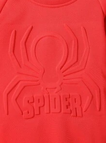 SHEIN 年輕男孩立體印花運動套裝 - 紅色 - 查看 4