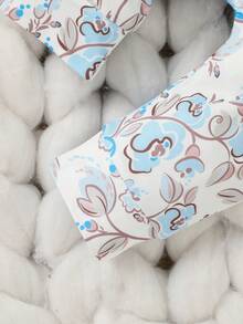 Baby Girls' Crown And Letter Print Romper With Flower Print Pants Set - Blue - View 7