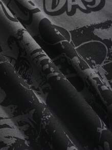 DAZY Áo thun nữ tay ngắn in chữ nhân vật, áo thun đồ họa - Màu xám đen - Xem 7