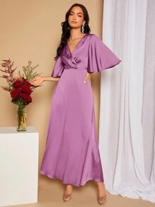 SHEIN Belle Solid Color Backless Strap Bridesmaid Dress Formal Ball Gown For Women